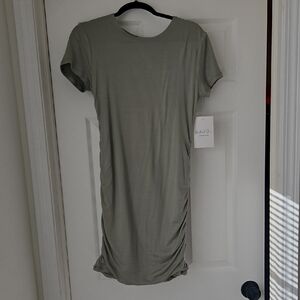 Olive Green Ruched Dress